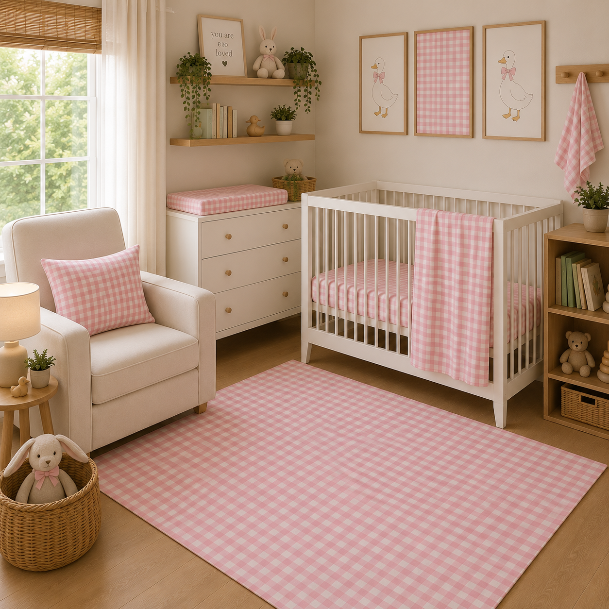 Blush Gingham Nursery Set