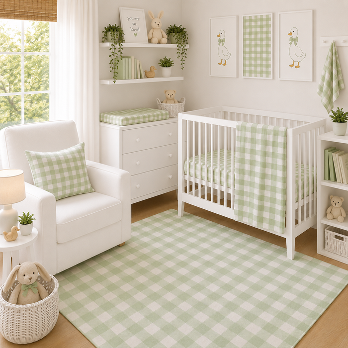 Sage Gingham Nursery Set
