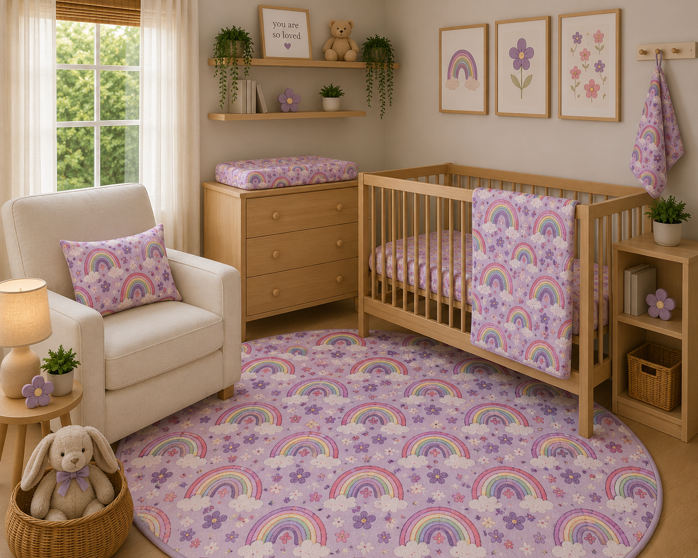 Violet Sky Rainbows Nursery Set