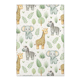 Safari animal nursery area rug in a gender neutral baby room