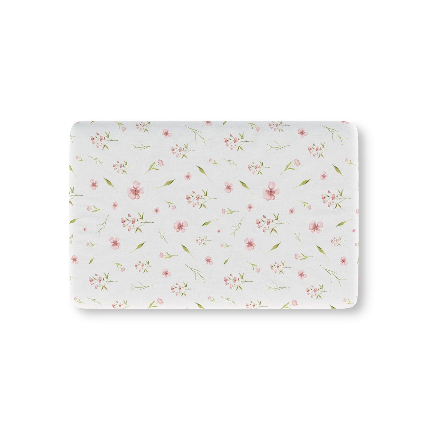 Blush Blossom fitted crib sheet on a nursery crib mattress