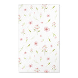 Pink floral nursery area rug with watercolour blooms on white