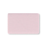 Blush Gingham fitted crib sheet on a nursery crib mattress