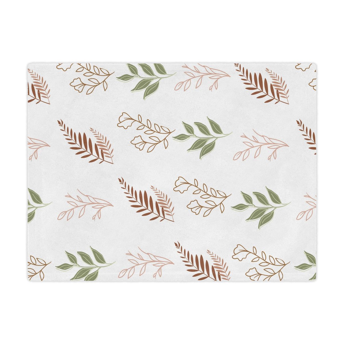 Close detail of the leaf sprig print on the minky baby blanket