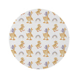 Bonnet Ducklings round nursery rug on a baby room floor