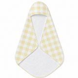 Butter Gingham hooded baby towel wrapped around a baby