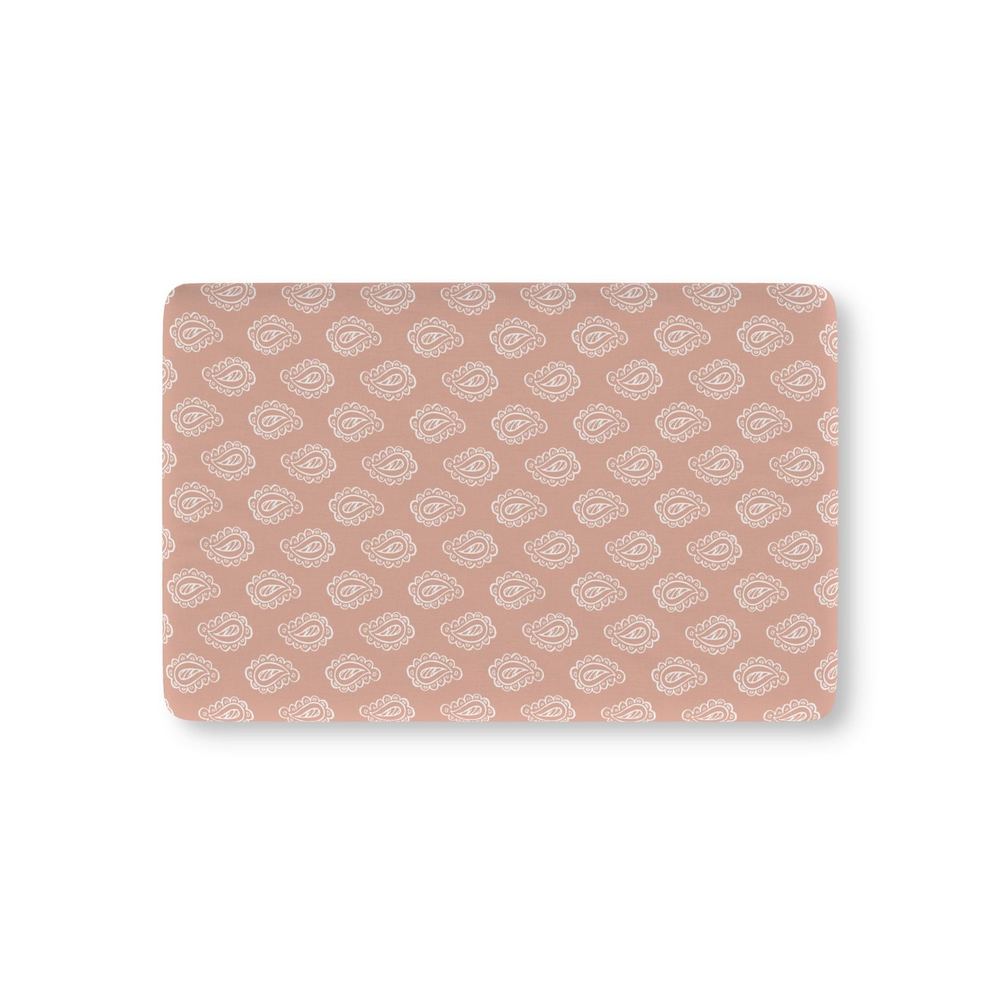 Clay Paisley fitted crib sheet on a nursery crib mattress