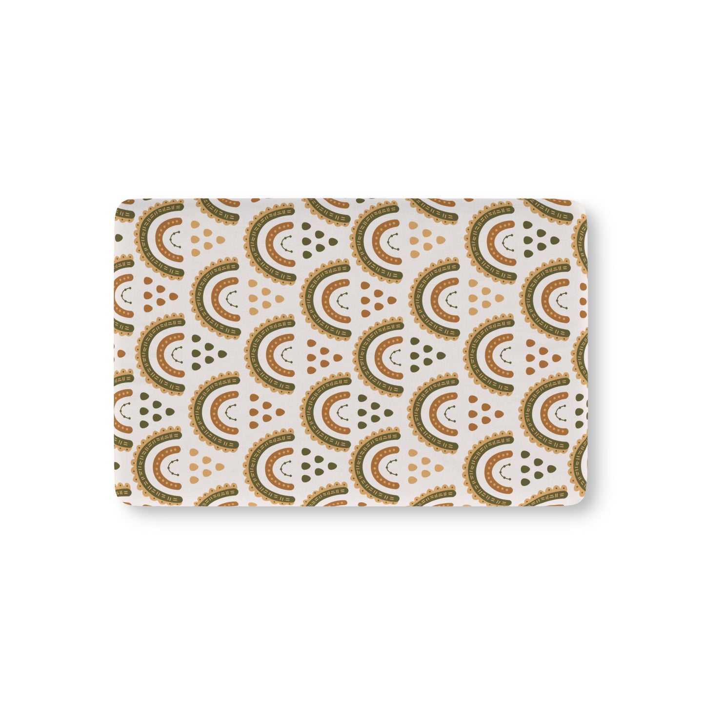 Desert Rainbow fitted crib sheet on a nursery crib mattress