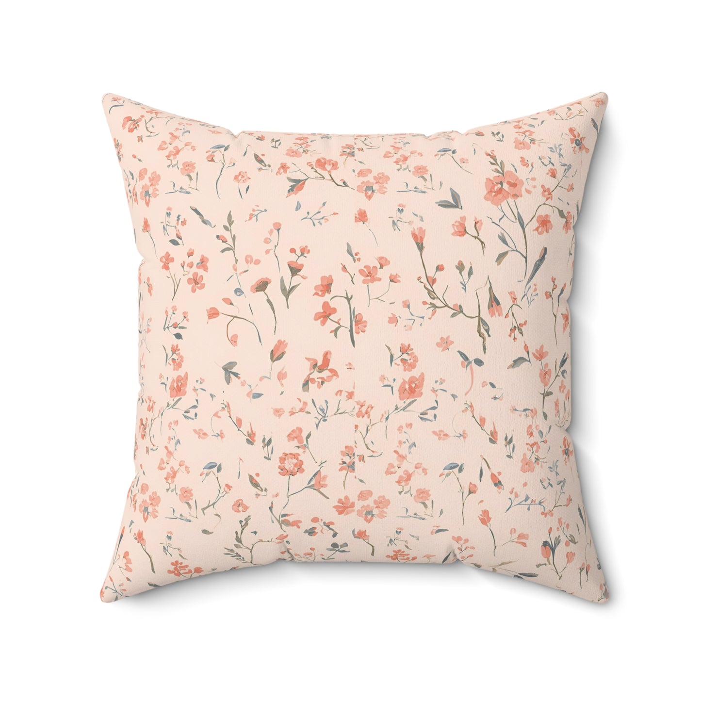 Faux suede pillow with tiny flowers and trailing stems