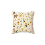 Farmyard Friends decorative nursery pillow on a glider chair