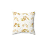 Golden Arches decorative nursery pillow on a glider chair