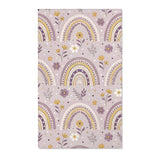 Purple nursery area rug with banded arches on lilac