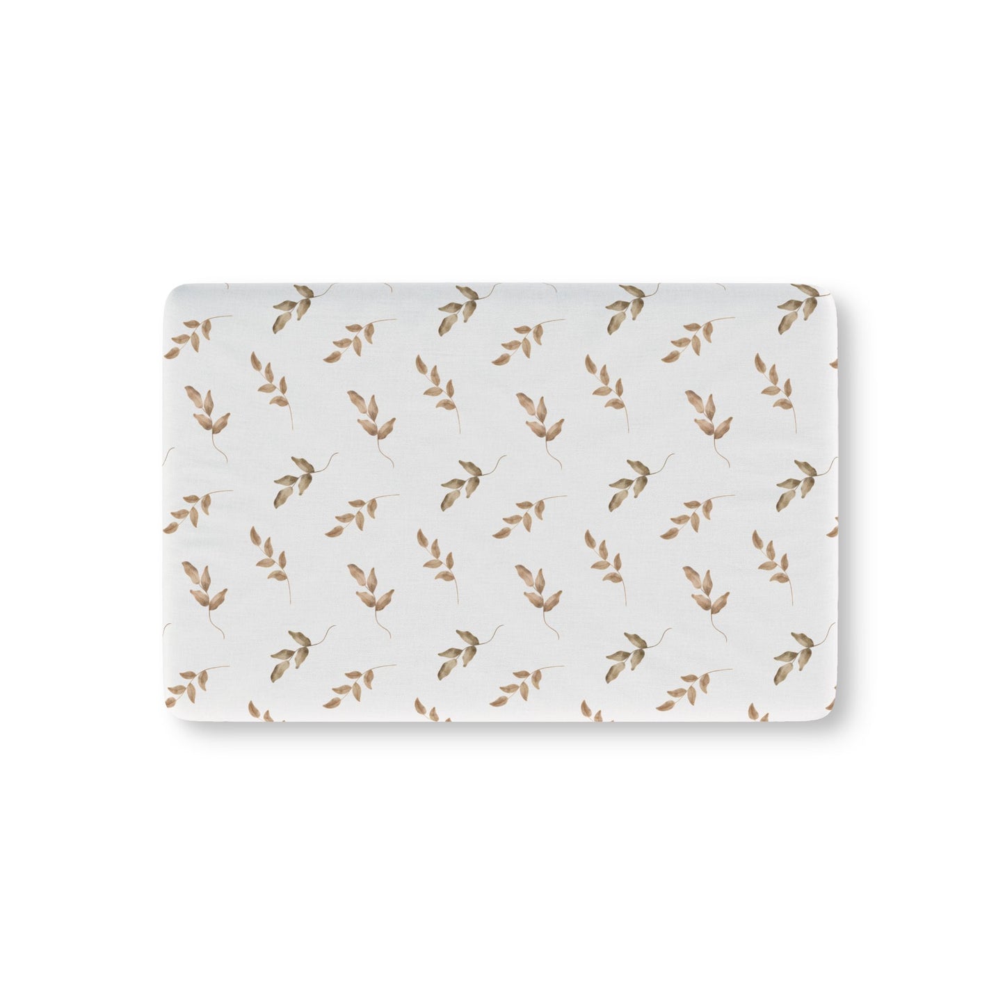 Linen Leaf fitted crib sheet on a nursery crib mattress