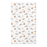 Moon and stars nursery area rug in ochre, grey and blue