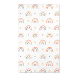 Rainbow nursery area rug in soft peach, cream and taupe