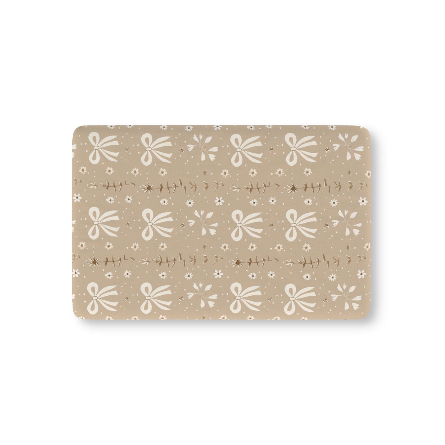 Ribbon Meadow fitted crib sheet on a nursery crib mattress