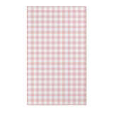 Dusty rose and white gingham check nursery area rug