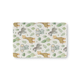 Safari animal fitted crib sheet on a nursery crib mattress