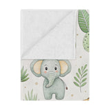Close-up of the plush minky texture on a safari baby blanket