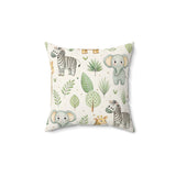 Safari animal nursery pillow on a glider chair