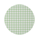 Sage Gingham round nursery rug on a baby room floor