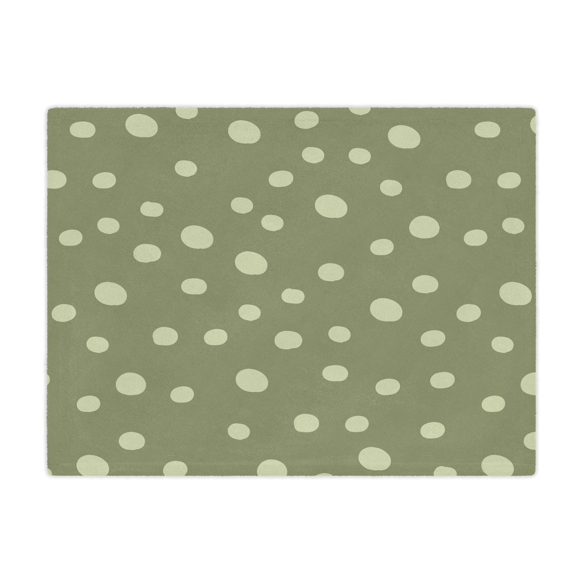Close detail of the hand-painted dot print on the minky baby blanket