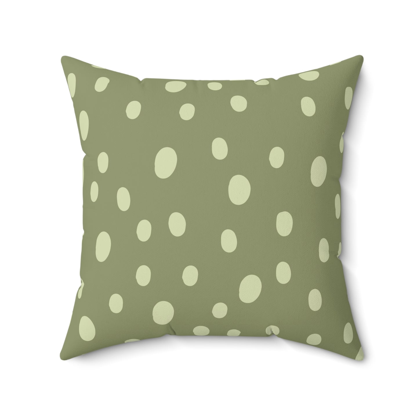 Faux suede pillow with scattered cream dots on sage