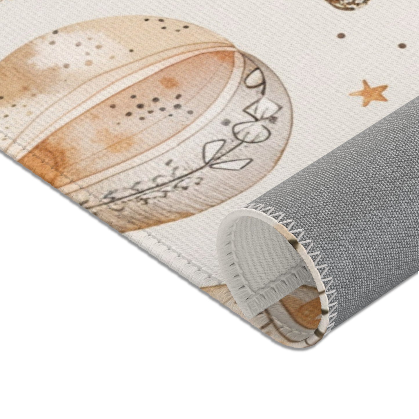 Wandering Balloons nursery area rug for a baby room floor