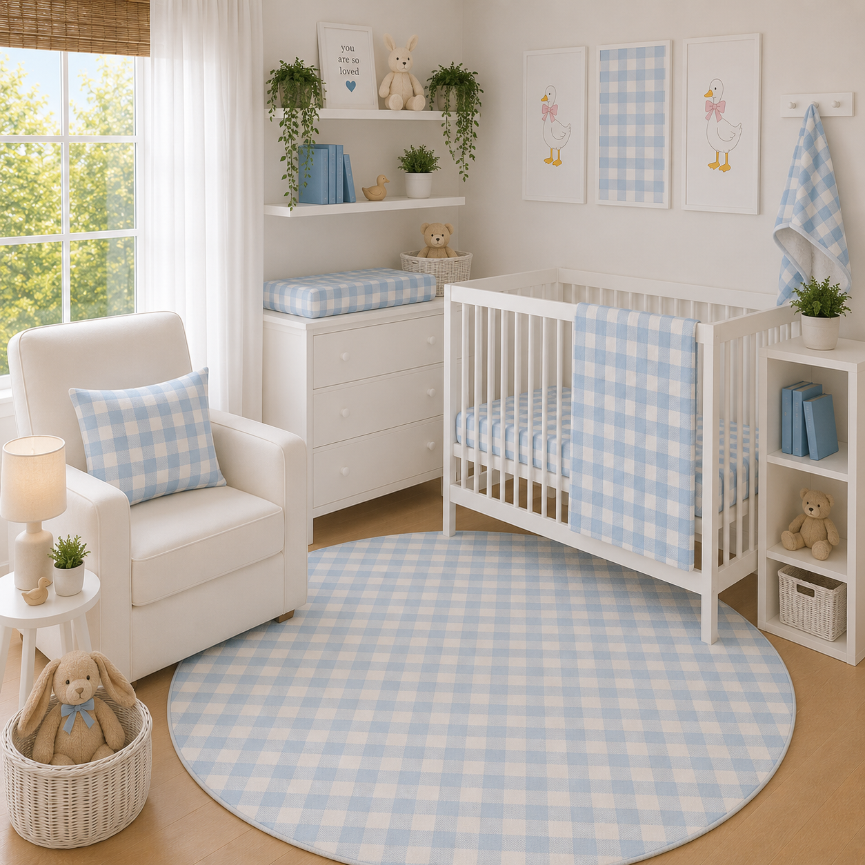 Baby Blue Gingham Nursery Set