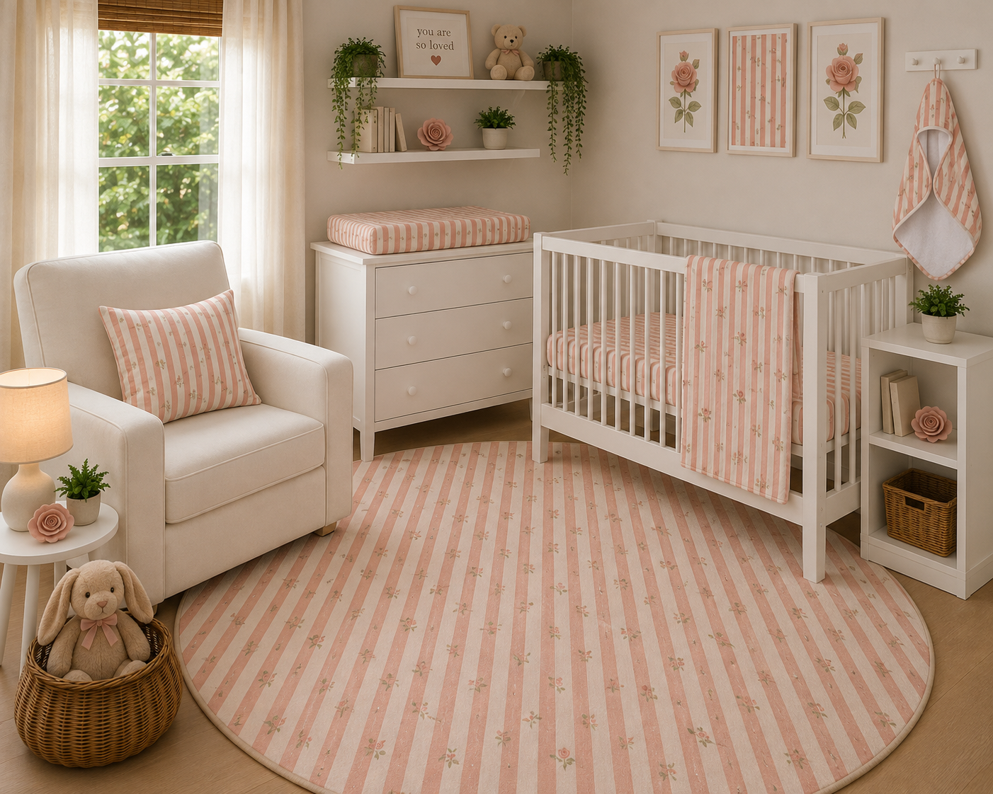 Rose Stripe Nursery Set