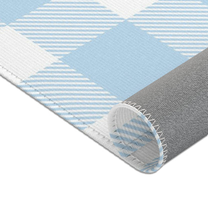 Baby Blue Gingham Nursery Area Rug