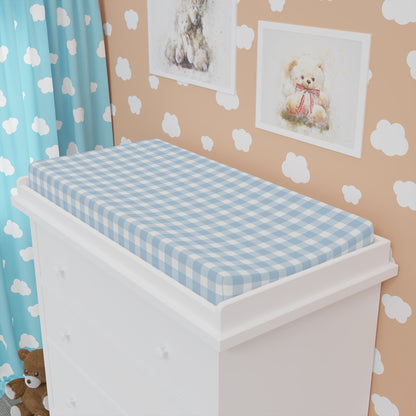 Baby Blue Gingham Changing Pad Cover