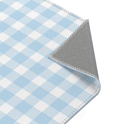 Baby Blue Gingham Nursery Area Rug