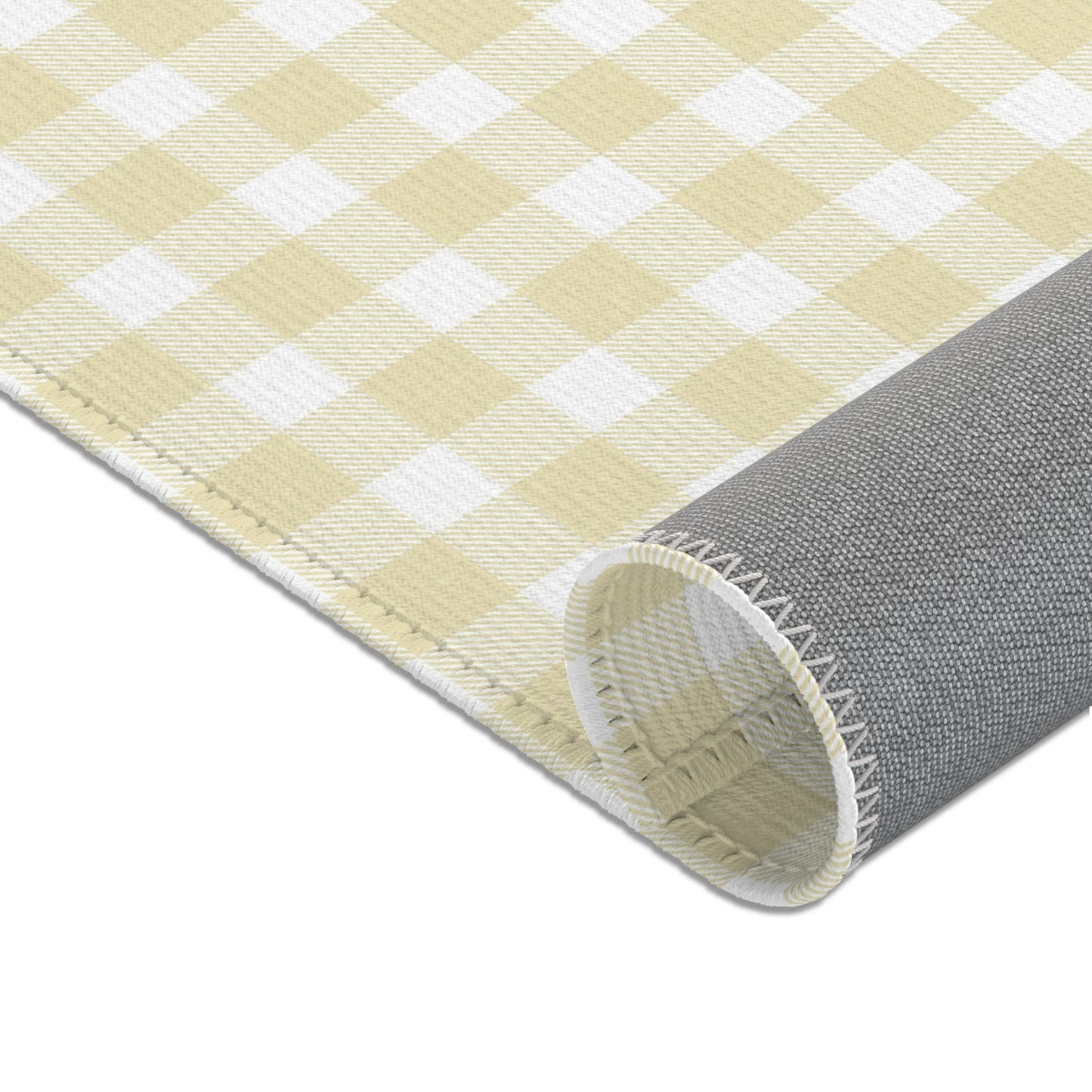 Butter Gingham Nursery Area Rug