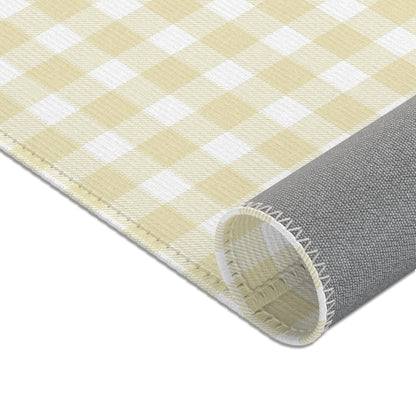 Butter Gingham Nursery Area Rug