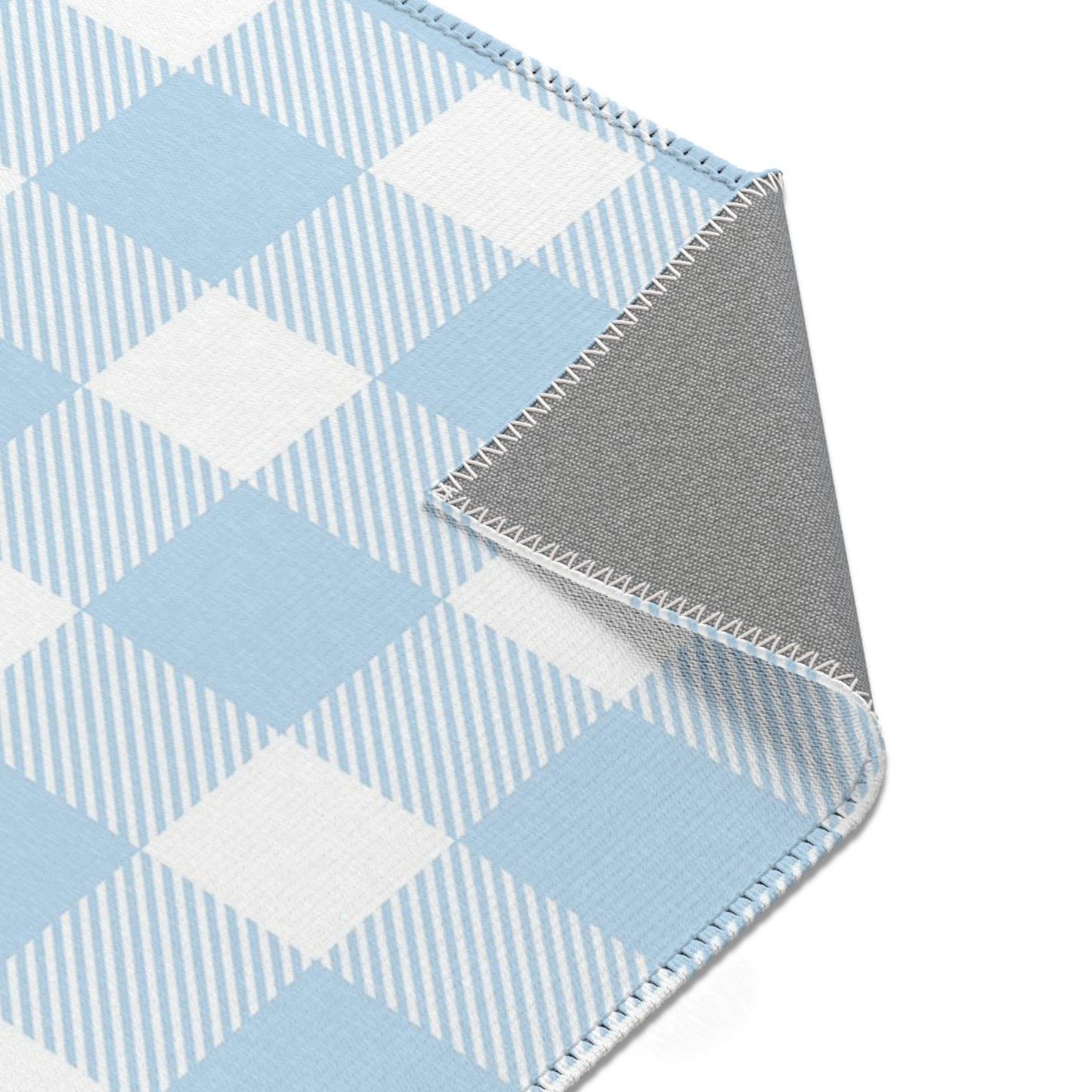 Baby Blue Gingham Nursery Area Rug