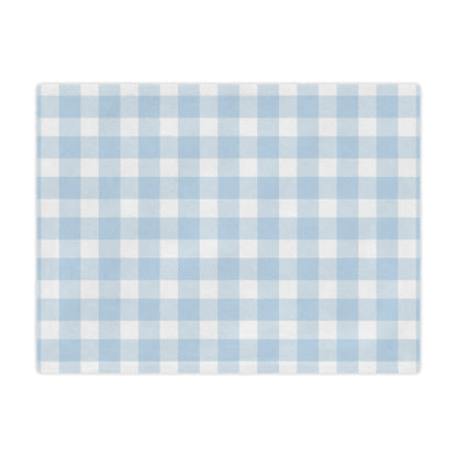 Baby Blue Gingham Minky Baby Blanket