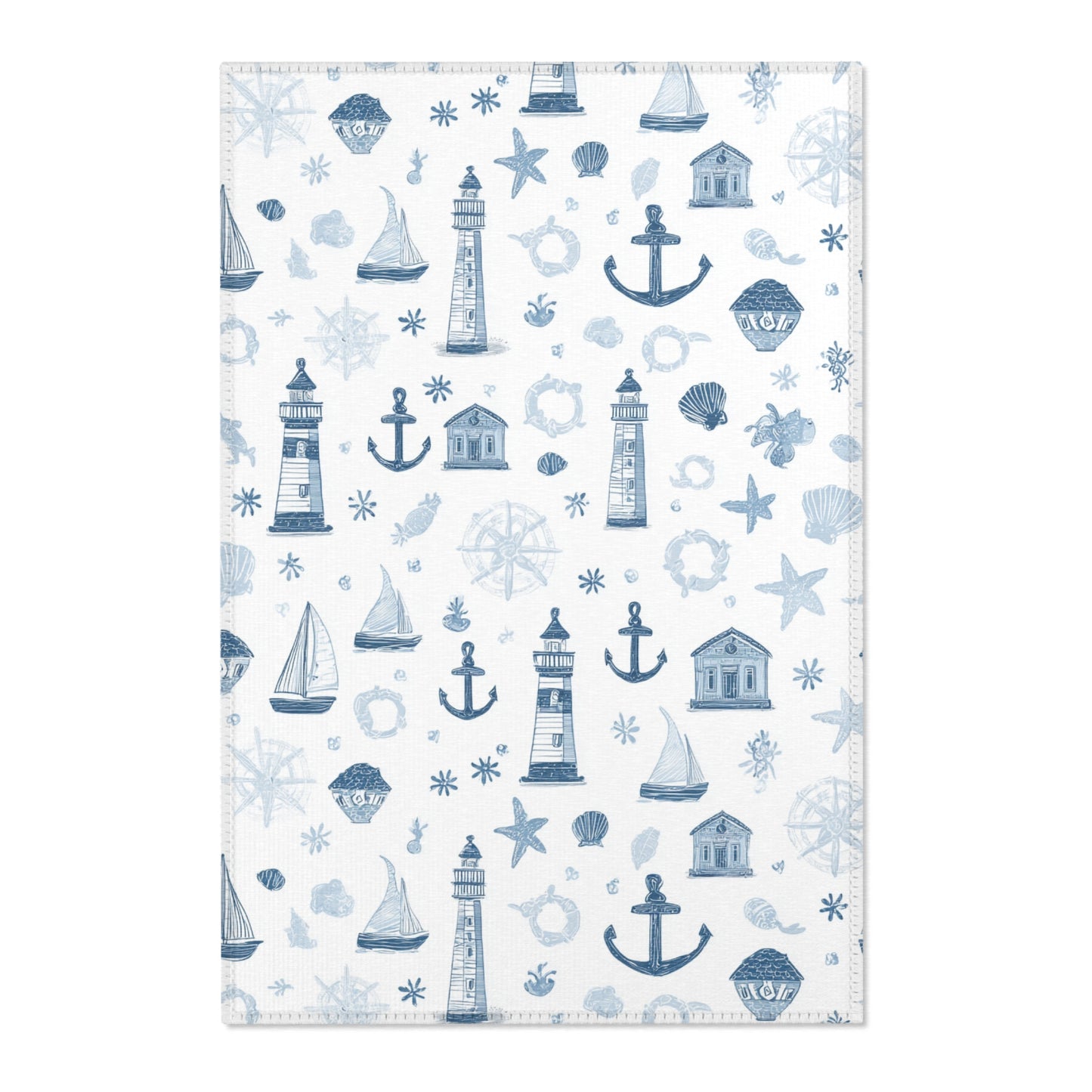 Nautical nursery area rug in a baby boy bedroom