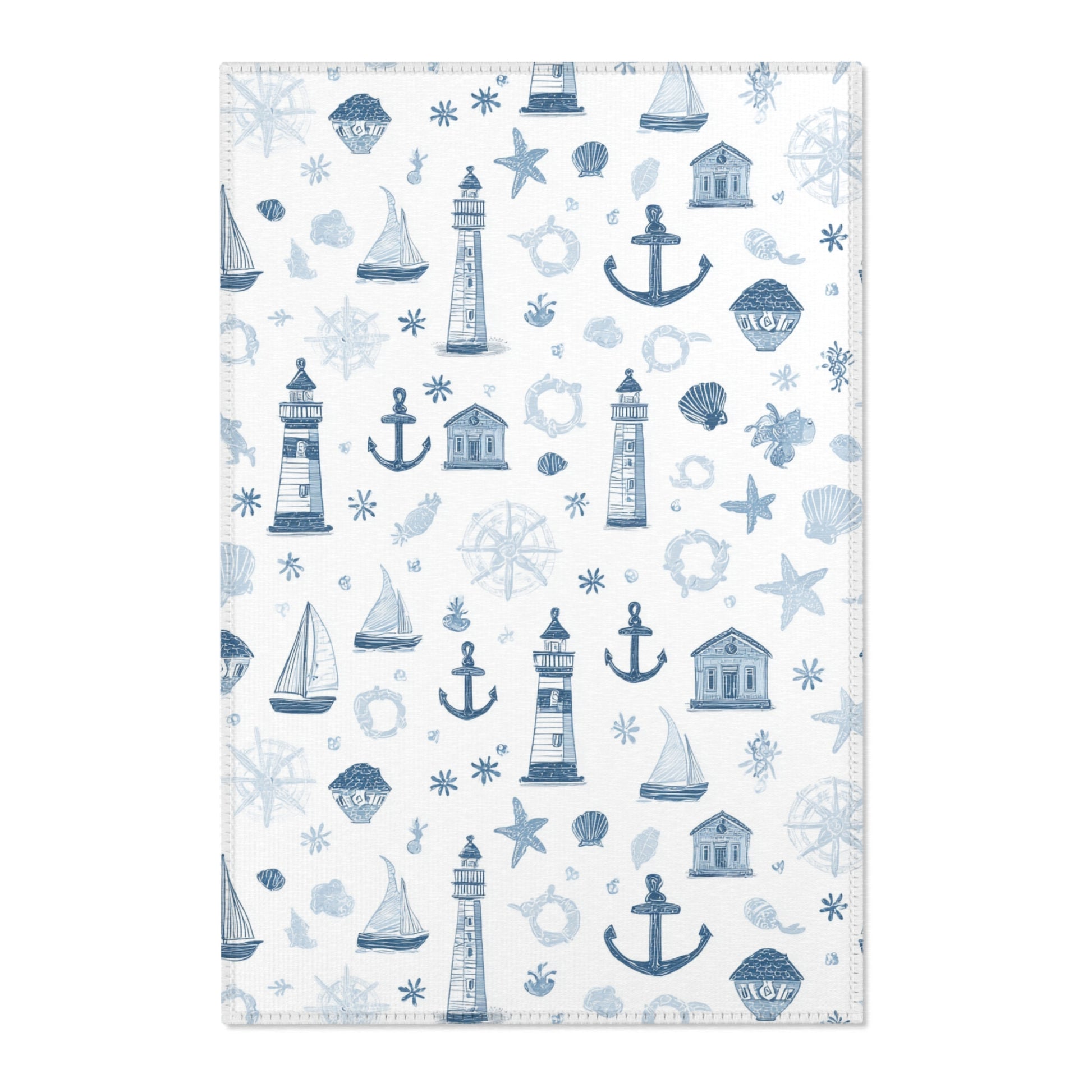 Nautical nursery area rug in a baby boy bedroom