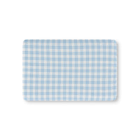 Baby Blue Gingham fitted crib sheet on a nursery crib mattress