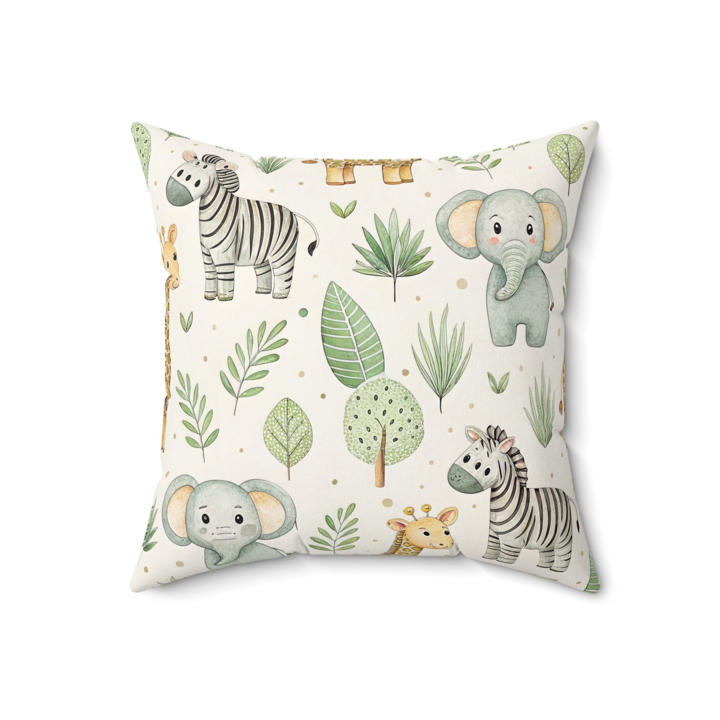 Close-up of the faux suede texture on a safari nursery pillow