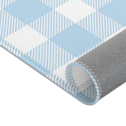 Baby Blue Gingham Nursery Area Rug