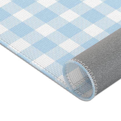 Baby Blue Gingham Nursery Area Rug