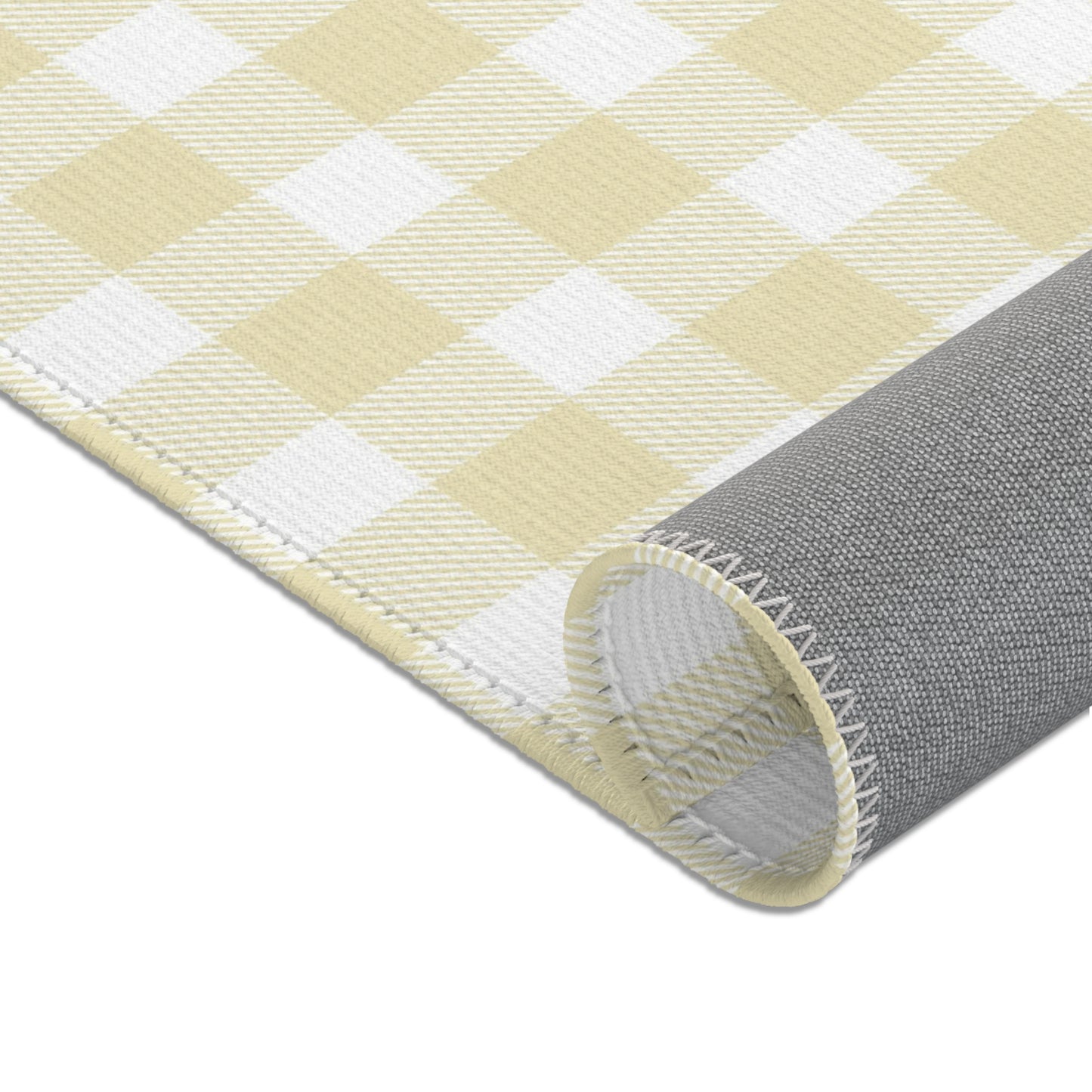 Butter Gingham Nursery Area Rug