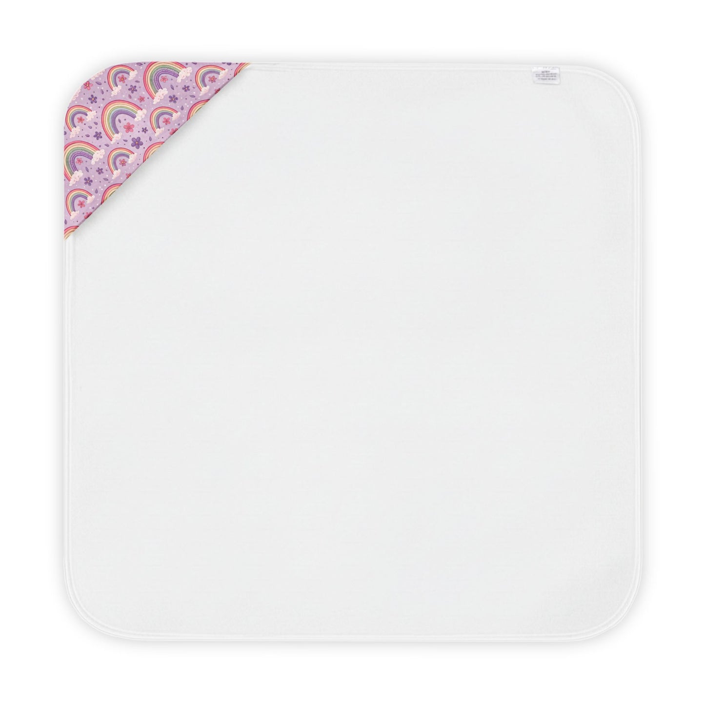 P48 - Hooded Baby Towel - Pastel Purple Colourful Rainbows