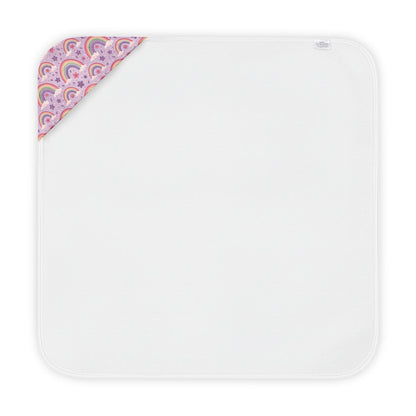 P48 - Hooded Baby Towel - Pastel Purple Colourful Rainbows