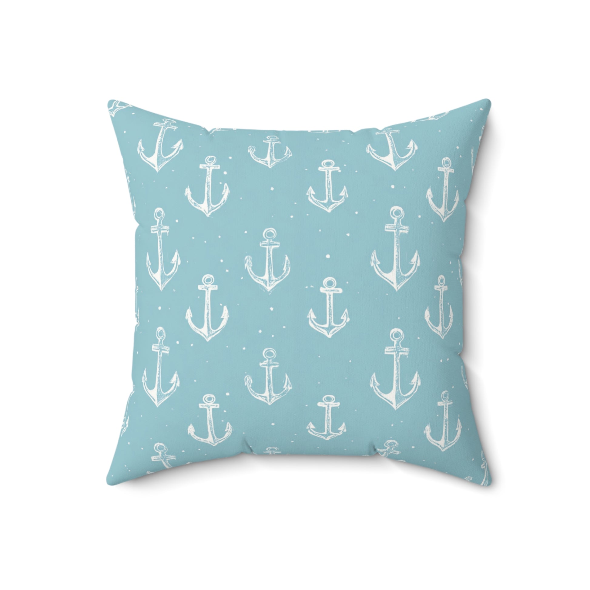Close-up of the faux suede texture on a nautical nursery pillow
