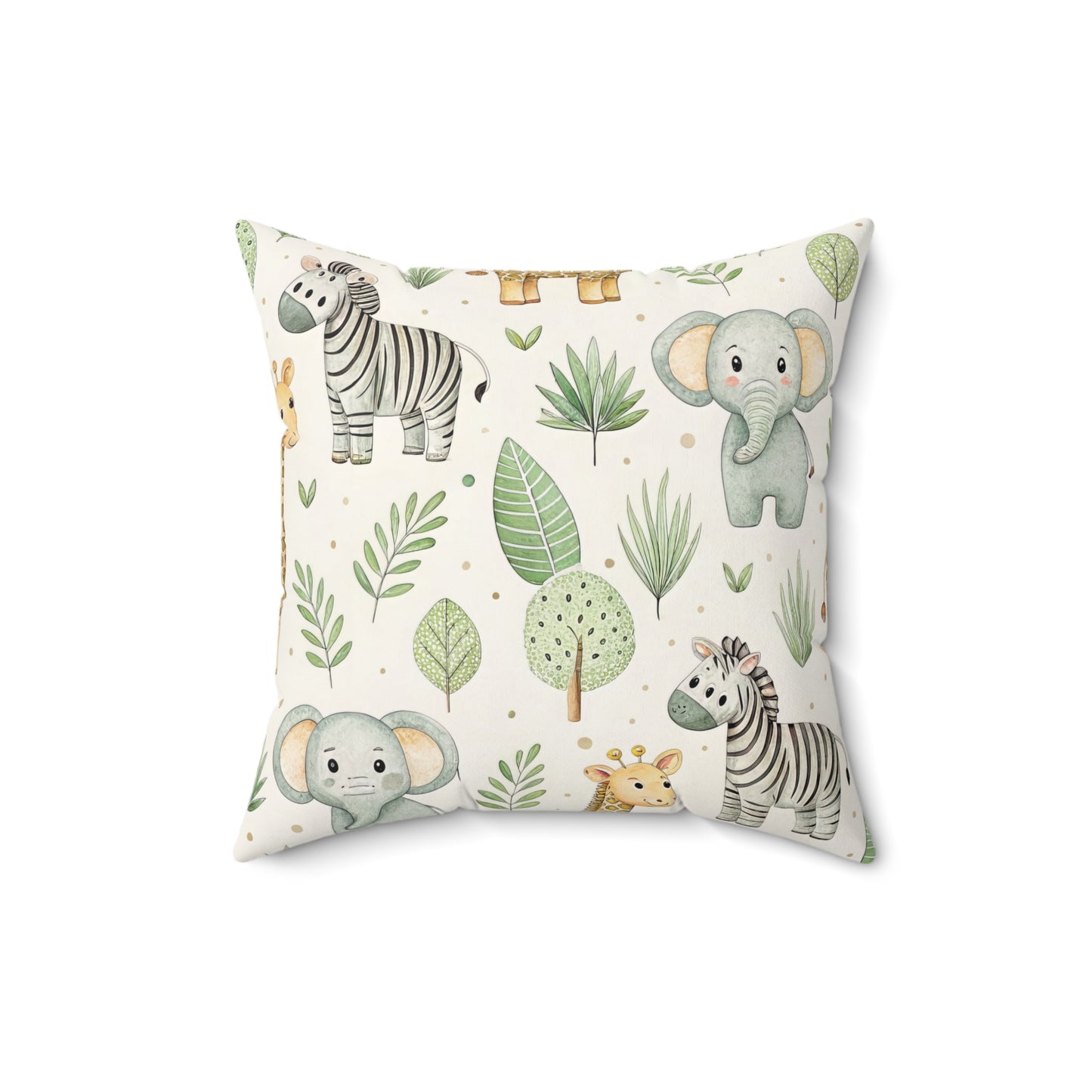 Faux suede nursery cushion with watercolour safari animals