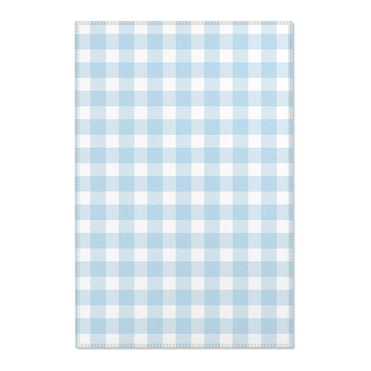 Baby Blue Gingham Nursery Area Rug