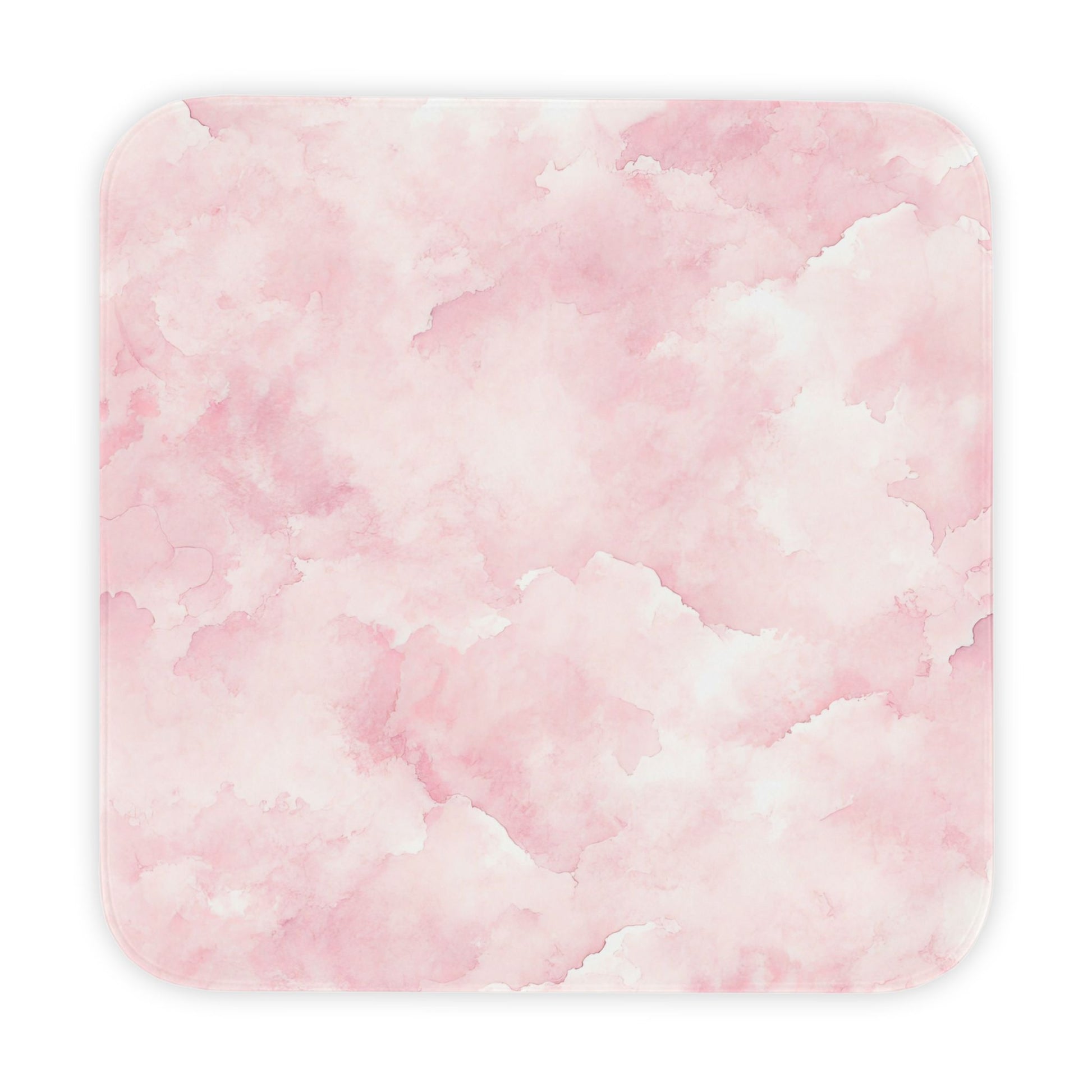 Pink watercolor clouds hooded baby towel wrapped around a baby